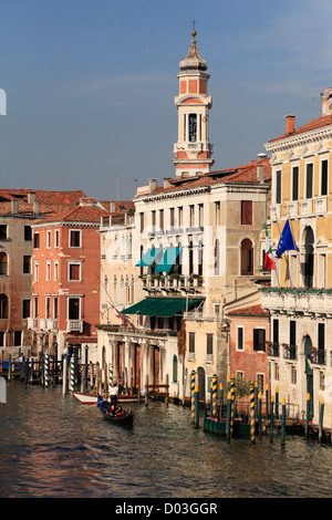 Gondolas and gondoliers on the Grand Canal of Venice Italy in Autumn Stock Photo