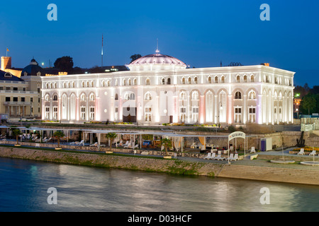 Museum of the Macedonian Struggle on the banks of the Vardar River in Skopje, the capital of Macedonia. Stock Photo