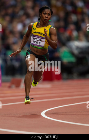 Shelly-Ann Fraser-Pryce (JAM) competing in round 1 of the Women's 200 meters at the Olympic Summer Games, London 2012 Stock Photo