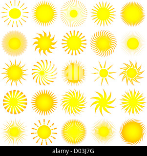 Lots of different sun icons Stock Photo