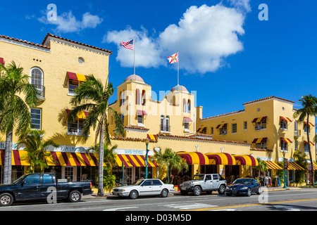 The historic Colony Hotel on Atlantic Avenue in historic downtown Delray Beach,  Treasure Coast, Florida, USA Stock Photo