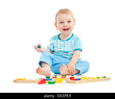 happy kid playing toys Stock Photo