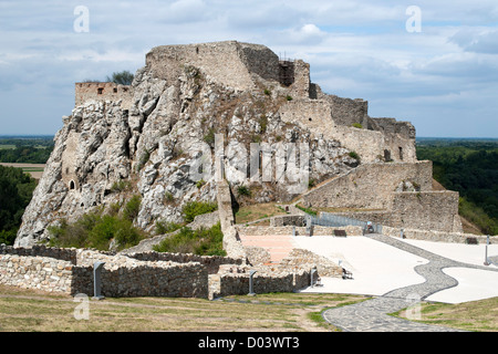 The ruins of Devin Castle on the banks of the Danube River near Bratislava in Slovakia. Stock Photo