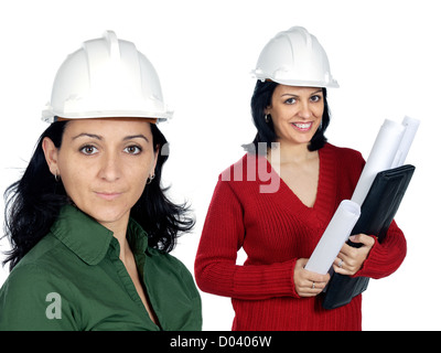 Team of women architects isolated over white Stock Photo