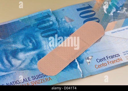 Swiss franc banknotes. Currency of Switzerland. Stock Photo