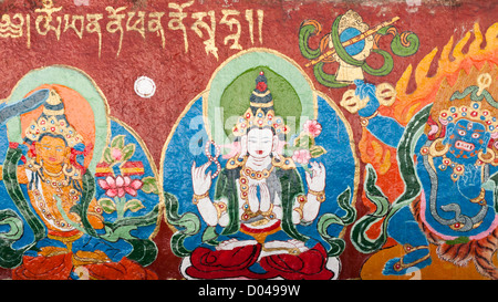 Tibet bodhisattva painting on the temple wall Stock Photo