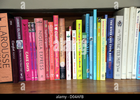 Cookery Books on a Shelf Stock Photo