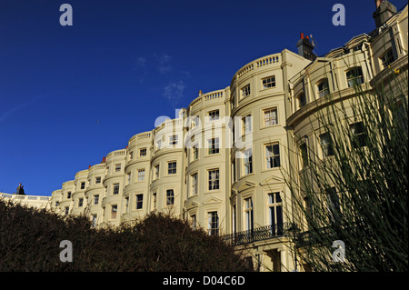 Regency style terraced houses mostly turned into flats in Brunswick Square Hove Brighton East Sussex UK Stock Photo