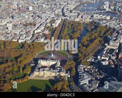 London from the air, showing Buckingham Palace and The Mall, England UK Stock Photo