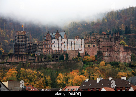 heidelberg castle over the city in Germany Stock Photo