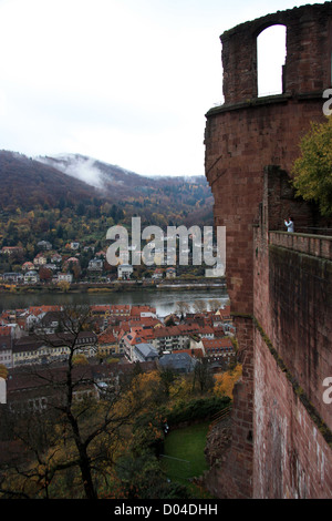 heidelberg castle over the city in Germany Stock Photo