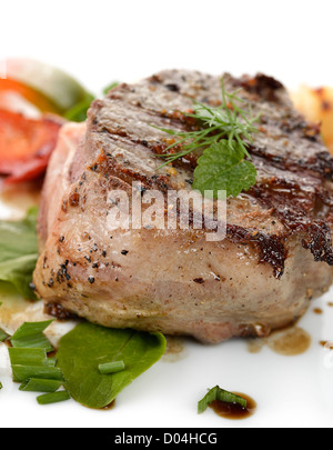 Bacon Wrapped Beef Fillet With Vegetables And Spices Stock Photo