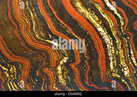 Polished surface of banded iron formation from Australia. Stock Photo