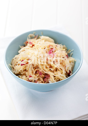 Sauerkraut - pickled cabbage in the bowl with onion Stock Photo