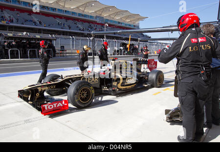 Finnish driver Kimi Raikkonen heads out of the pits at practice for the F1 United States Grand Prix at Circuit of the Americas Stock Photo