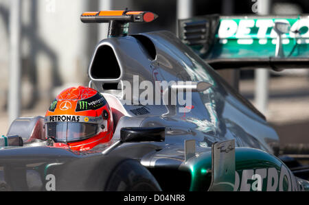 Driver Michael Schumacher of Petronas AMG at a practice for the F1 United States Grand Prix at Circuit of the Americas in Austin Stock Photo