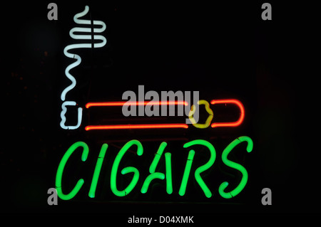 Cigars Neon Light Smoking Sign Stock Photo