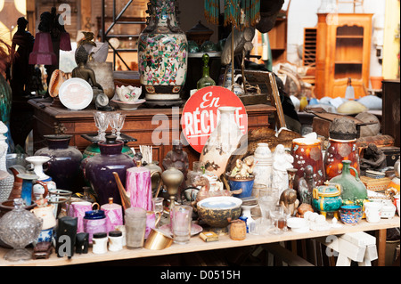 Marché aux Puces (flea market) at St-Ouen near to Clignancourt in the north of Paris, France. Stock Photo