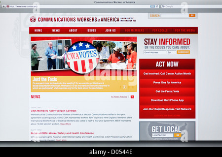 Communications Workers of America website - CWA labor union Stock Photo