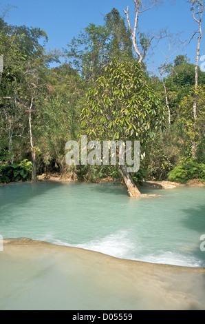 Tat Kuang Si Waterfalls near Luang Prabang Laos Stock Photo