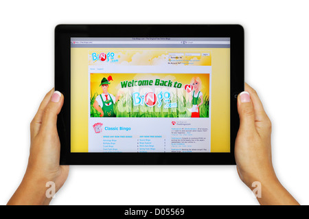 iPad screen showing Bingo.com website - online Bingo Stock Photo