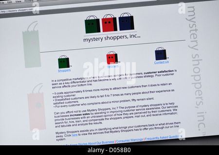 Mystery Shoppers website - Evaluates customer service and quality control Stock Photo