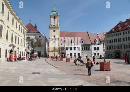 General view of the main square, Hlavne namestie, Old Town, Bratislava, Slovakia Stock Photo
