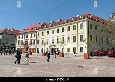General view of the main square, Hlavne namestie, Old Town, Bratislava, Slovakia Stock Photo