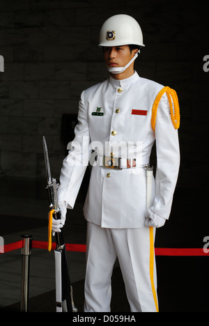 Security Guard at Chiang Kai Shek memorial, Taipei, Taiwan Stock Photo