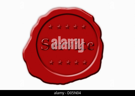 Detailansicht eines roten Siegels mit der Aufschrift Service | Detail photo of a red seal with the inscription service Stock Photo