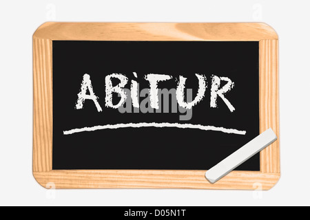 Detail photo of a Chalkboard with the German inscription general qualification for university entrance (Abitur) Stock Photo