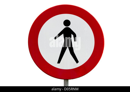 Round prohibitory road sign: no pedestrians Stock Photo