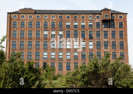 The 19th Century Category A Listed red and white brick former Ropeworks, now private residential flats, on Greenock Road in Port Glasgow, Scotland, UK Stock Photo