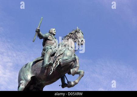 Plaza de Oriente, Madrid, Spain. Equestrian statue of Philip IV by Pietro Tacca. Stock Photo