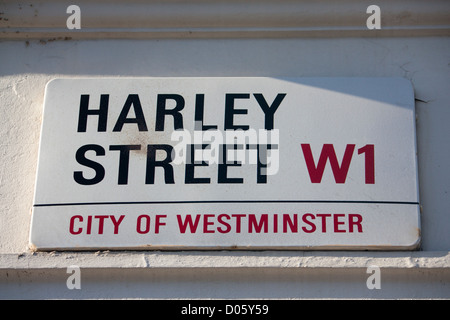 Harley Street W1 sign London England UK Stock Photo