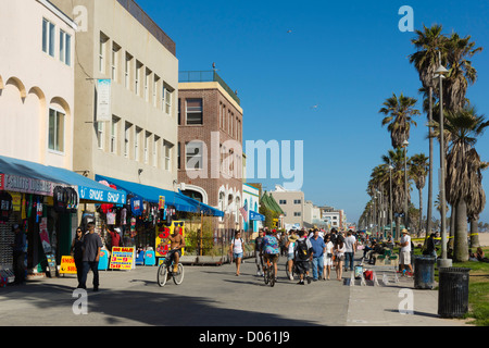 Venice Beach, LA, California seaside resort - the beach-side promenade and cycle-skateboard path. Stock Photo