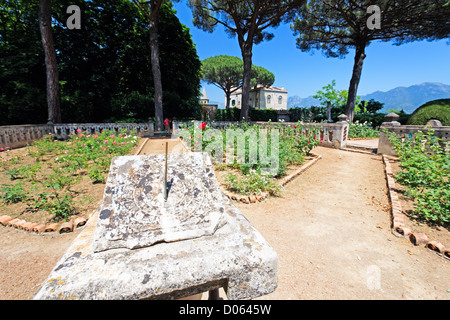 Close Up View of a Sundial in a Garden, Villa Cimbrone, Ravello, Campania, Italy Stock Photo