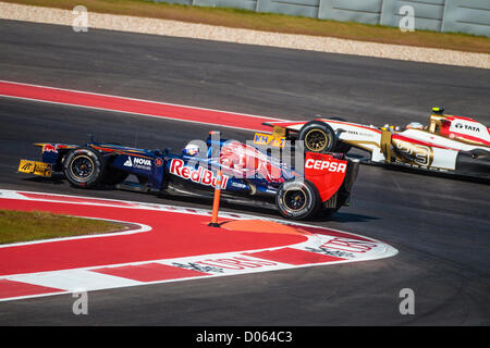 Austin, Texas, USA. 18th November 2012. F1 Circuit of the Americas November 18, 2012. Austin, Texas. Formula 1 round 19. Ricciado, Toro Rosso and Karthikayan, HRT Stock Photo