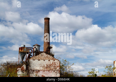 Old Brick Smokestack with tree growing out of it Stock Photo