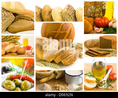 beautiful healthy food collage Stock Photo