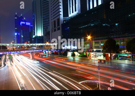 Traffic through downtown of Shenzhen at night Stock Photo