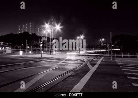 Light rail, a kind of transportation in Hong Kong. Stock Photo