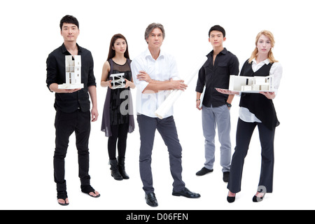 Architects with Architectural model Stock Photo