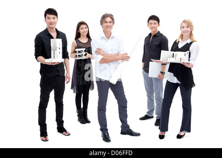 Architects with Architectural model Stock Photo