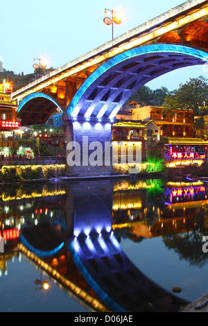 Fenghuang ancient town in Hunan Province at night Stock Photo