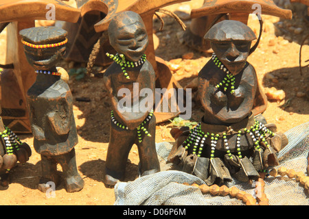 Africa, Ethiopia, Omo River Valley Hamer Tribe handicraft on display Stock Photo