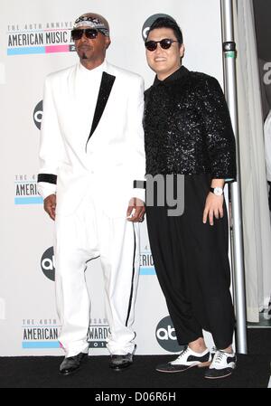 Mc Hammer and PSY at 40th American Music Awards 2012 at the Nokia ...