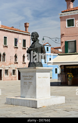 Composer Baldassare Galuppi monument, Burano Island, Venice, Italy. Stock Photo