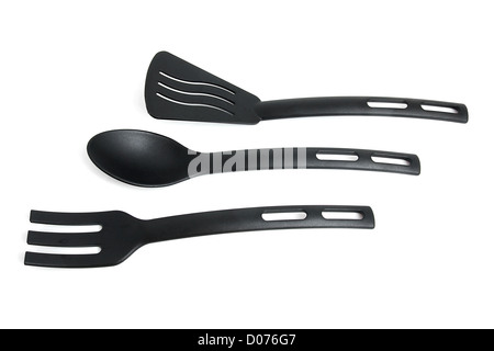 Black kitchen tools isolated on white background Stock Photo