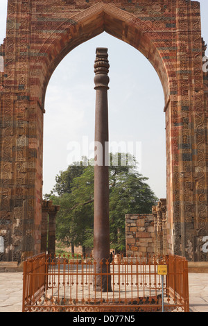 Iron Pillar Qutab Minar Complex, Delhi, India, UNESCO, World Heritage Site. Stock Photo